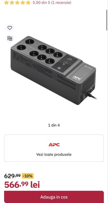 MDM vinde: UPS APC Back-UPS 850, 850VA.