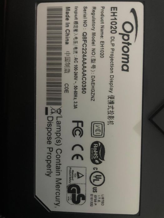 Proiector Optoma EH1020- Full HD 1080P, 3000 Lumeni , HDMI
