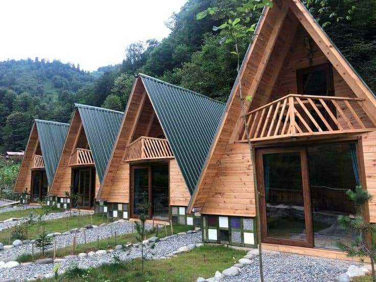 Cabana stil A-Frame, Case, Foisoare si Terase din structura de lemn la comanda