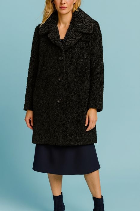 Черно палто Gallery Petite (каракул ефект)