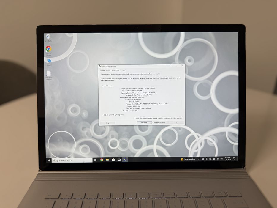 Microsoft Surface Book 2, i7-8650U, 16Gb Ram, 512SSD
