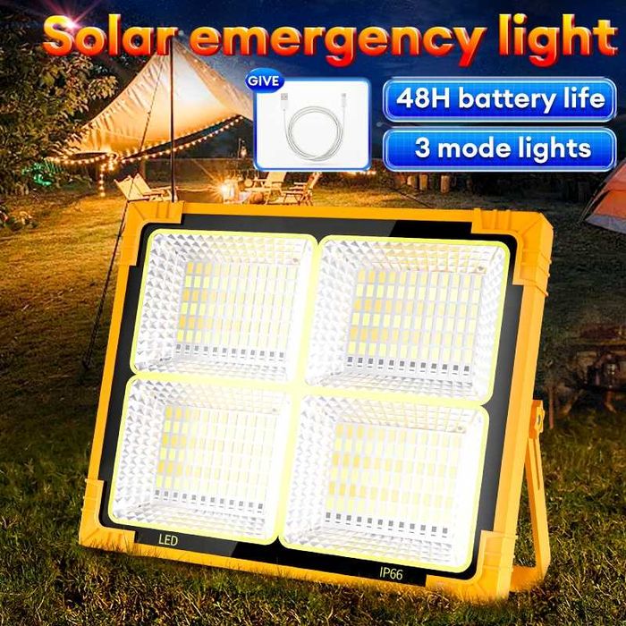 Соларна къмпинг лампа 100W с батерия 16500mAh и светлина 10000 LM