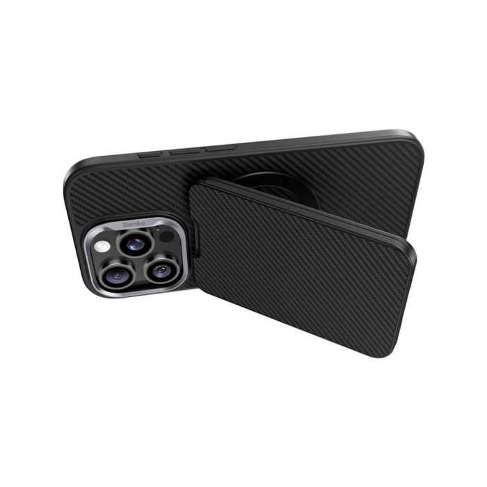 Карбонов wallet за iPhone с MagSafe - Benks ArmorGo Kevlar 600D Magnetic Wallet Stand Case