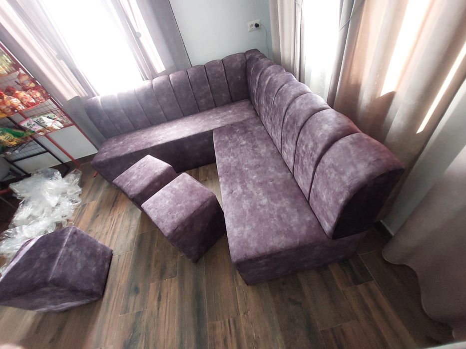 Coltar- canapea extensibil sufragerie NOU cu doua lazi si doi tamburi