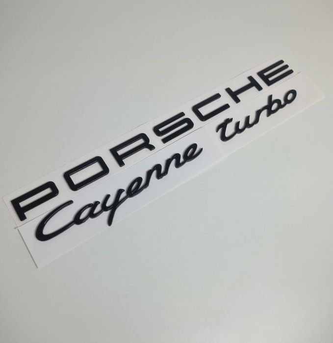Pachet-Set-Emblema-Sigla-Logo-Stema-Spate-Haion-Porsche-Cayenne-Panamera-Macan-Negru-Lucios-Full-Black-Turbo-4-S-GTS