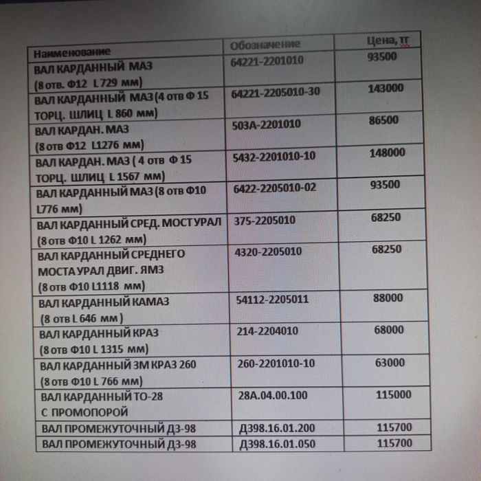 Валы карданные МАЗ ,УРАЛ  КРАЗ, КАМАЗ