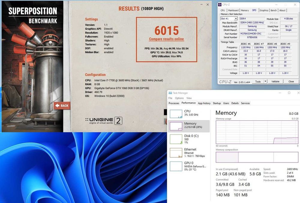 Rami 8Gb DDR4 pc Samsung 2400T dual chanel