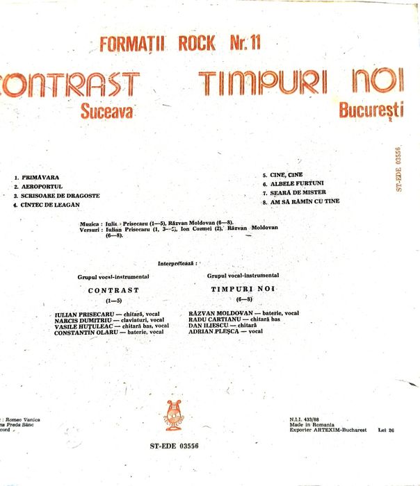 Vinil formații rock cContrast și Timpuri noi Electrecord 1988