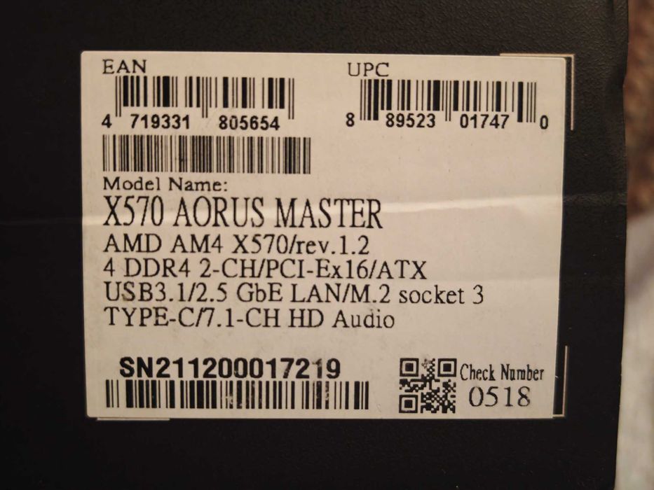 Gigabyte Aorus Master x570 + AMD Ryzen 5900X + RAM 32GB DDR4 G.SKILL