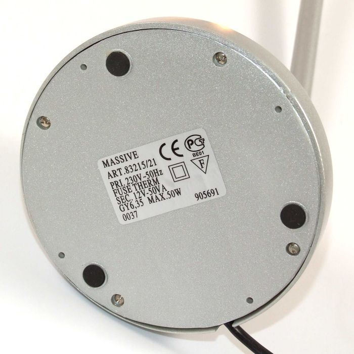 Veioza de birou MASSIVE brat flexibil, argintie, Made in Germany, NOUA