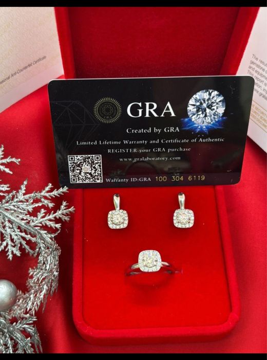 Комплект из серебра с муассанитом