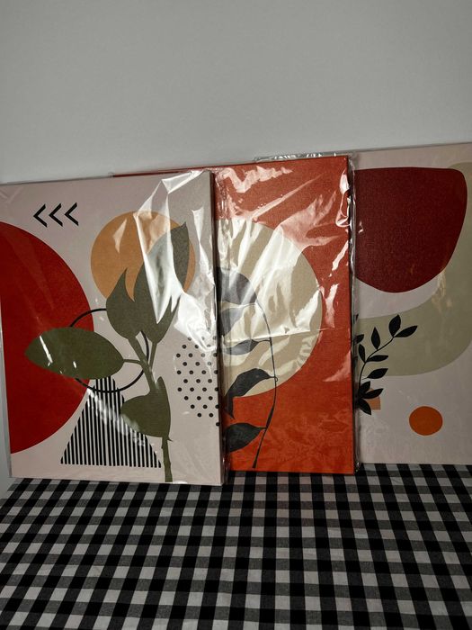 3x Picturi Boho, Modern, Abstract, Pânză, Tablou - 40x30 cm