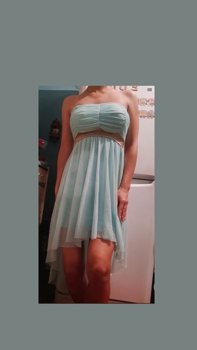 Rochie cu trenă ocazie baby blue elegantă