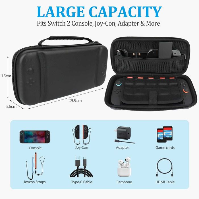 Калъф комплект аксесоари за Nintendo Switch 2 кейс протектор стъкло