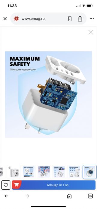 Adaptor de priza, Mmgoqqt, 3 USB + 1 Type C + 2 Schuko, Alb Nou.