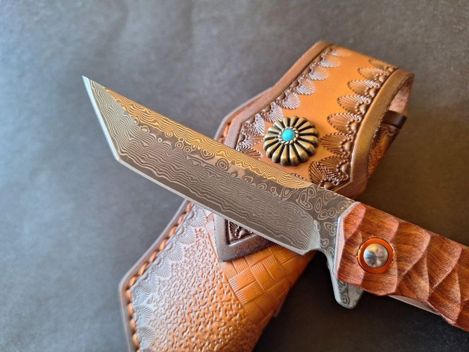 Сгъваем нож от дамаска стомана VG10-танто острие