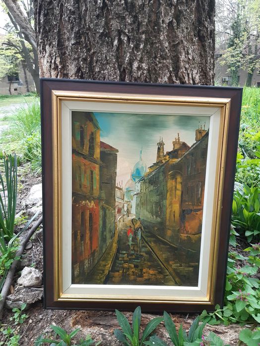 Красива Маслена Картина на Платно Живопис Дървена Рамка