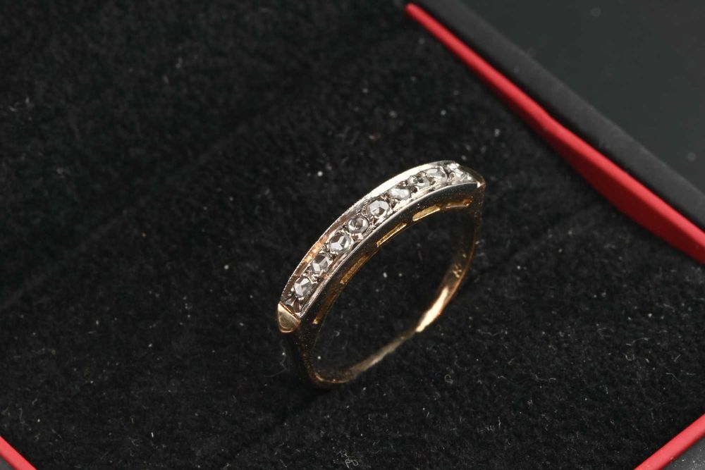 Пръстен Злато 750 ( 18К) и Платина 9 диаманта, размер 53