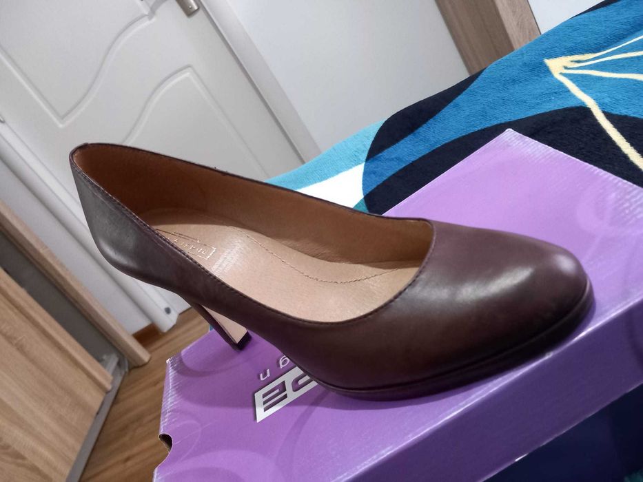 Pantofi piele, marine 39 , confortabili