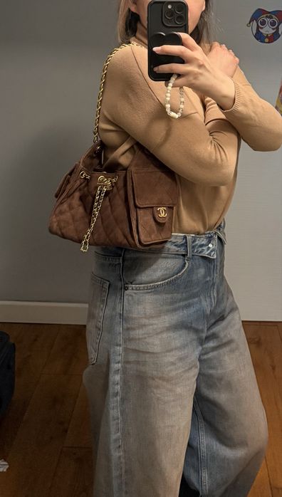 Geanta Chanel 25 mini maro piele intoarsa