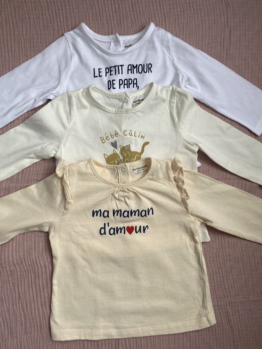 Bluza cu maneca lunga, set 3 buc, Vertbaudet