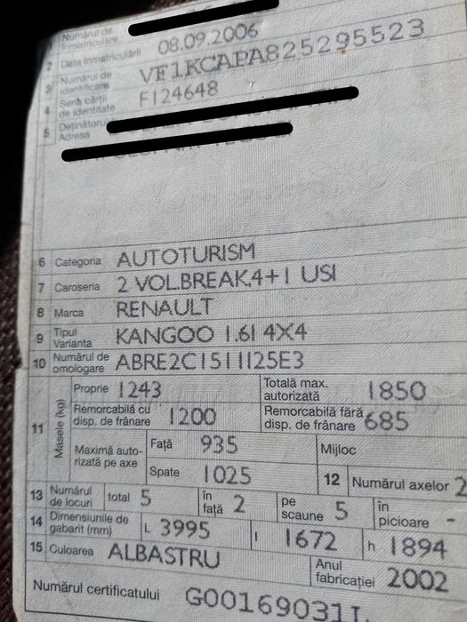 Renault Kangoo 1.6 16V 4x4 (2002) pentru piese – Motor în stare foarte bună!