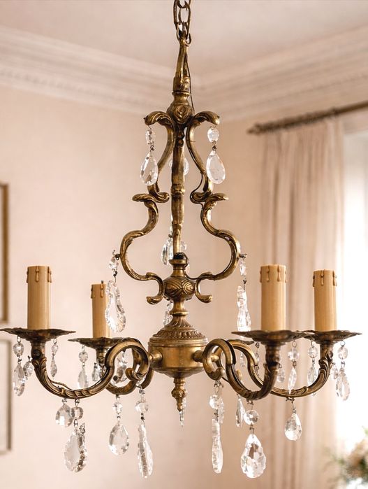 Superb candelabru antic in stilul francez Louis cu 5 brațe din bronz m