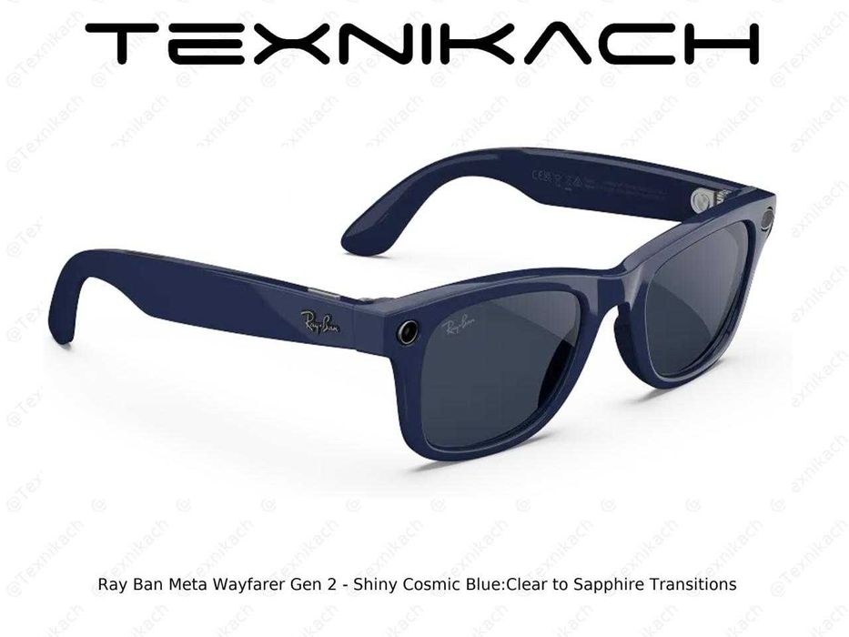 Ray Ban Meta Wayfarer Gen 2 - Shiny Cosmic Blue/Clear to Sapphire