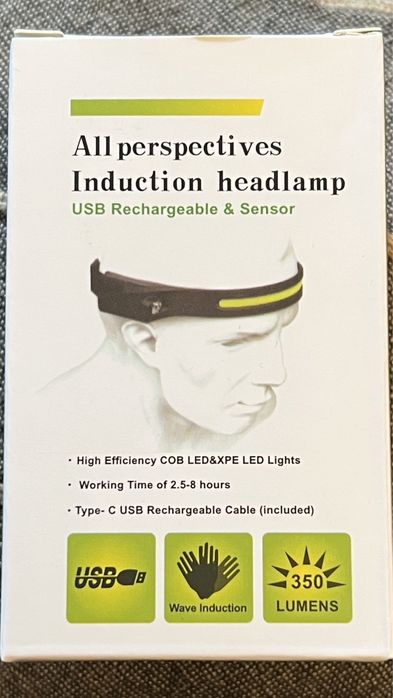 челник за глава LED лента акумулаторен фенер водоустойчив USBзареждане