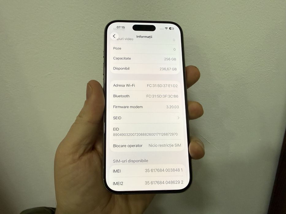 Iphone 15 Pro, 256 gb, Natural Titanium