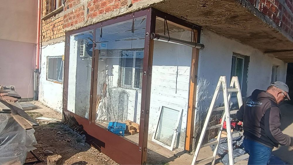 Ветроупорни завеси,тенти,перголи,сенници,винил,кристал.