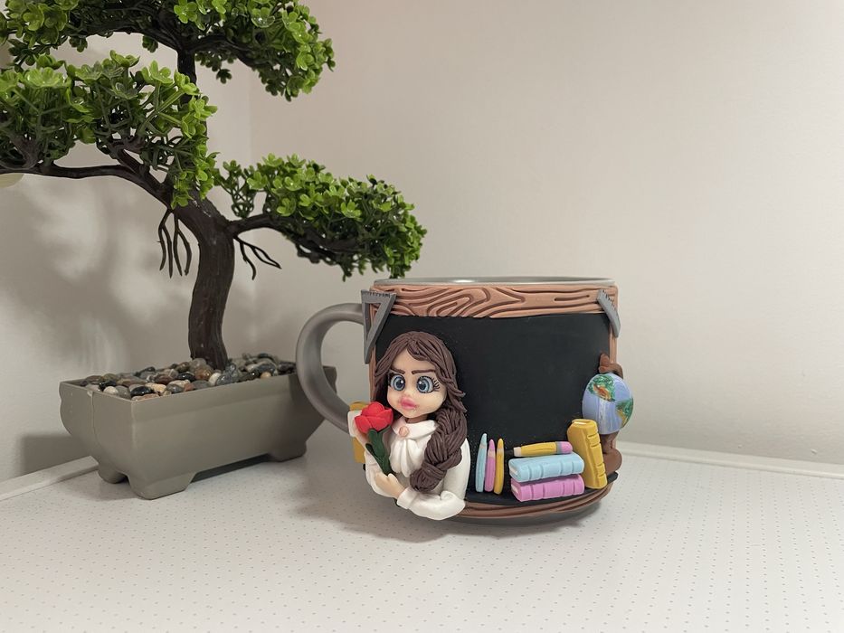 Чаши декорирани с полимерна глина