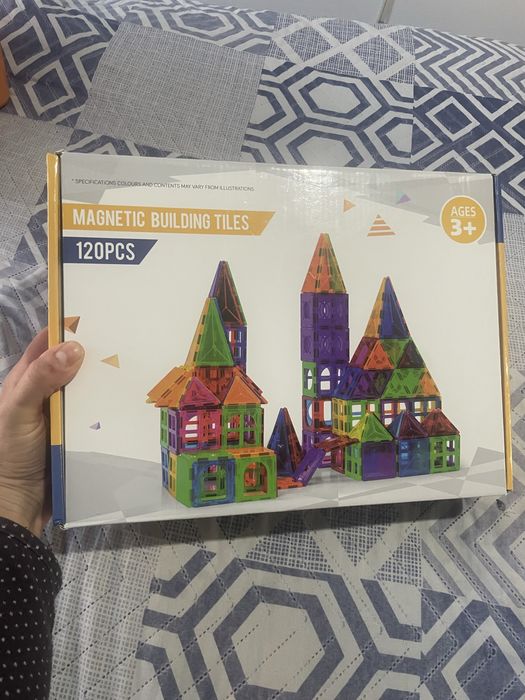 Nou ! set 120 piese magnetice  constructie compatibil Magna Tiles Blocks