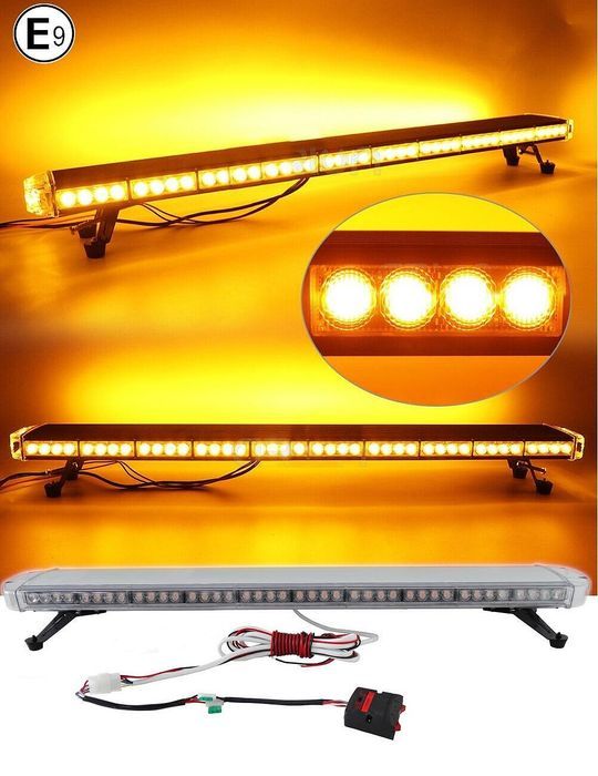 LED аварийна сигнална лампа Маяк с 15 режима Жълта Блиц 119.4см 88w