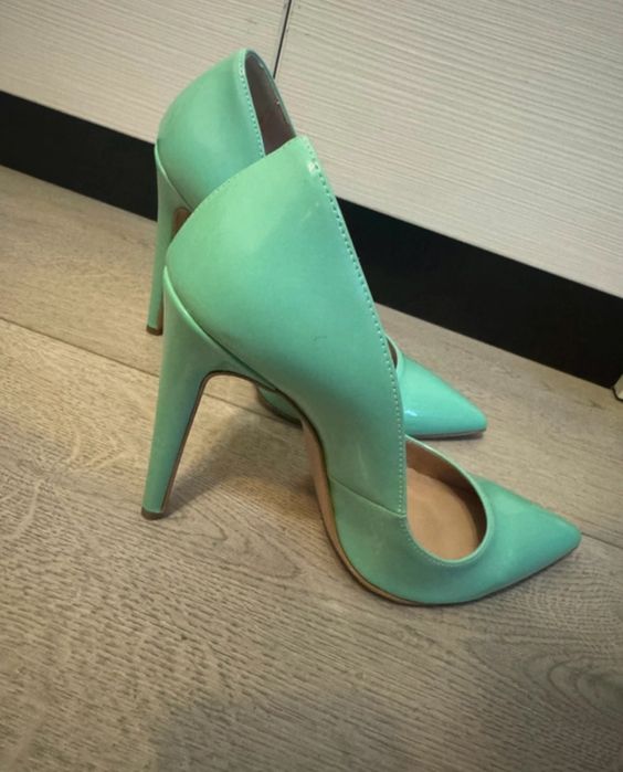 Pantofi de piele lacuita Identita turcoaz