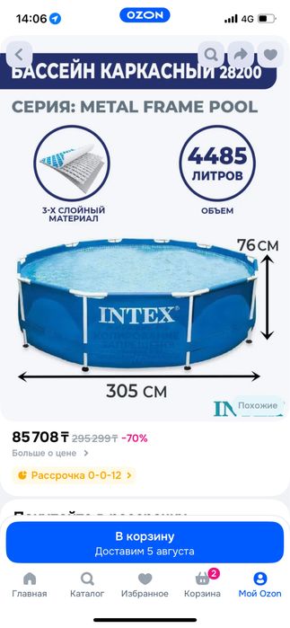Продается бассейн каркасный круглый