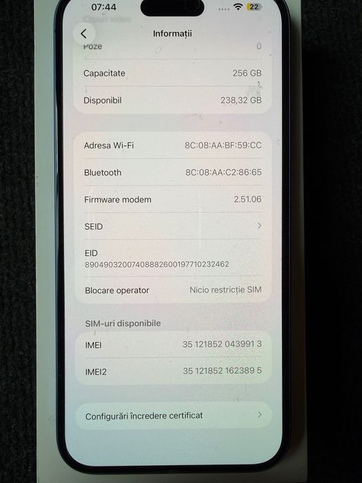 iPhone 16 Plus 256GB Purple — Stare Impecabilă