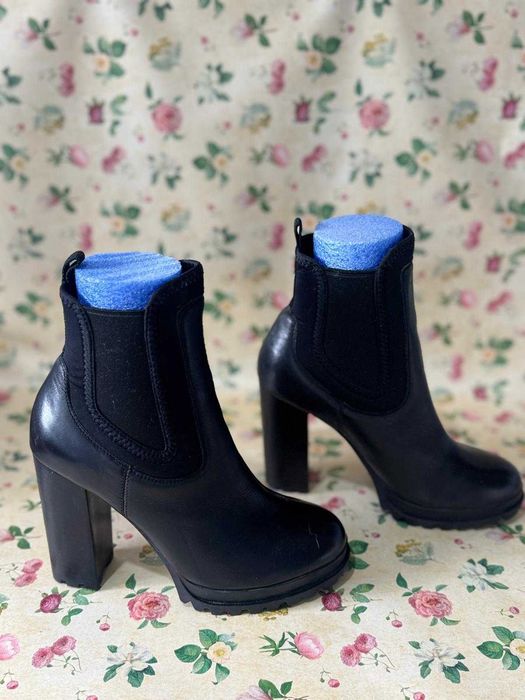 Botine  ALDO "Bolder" din piele neagră cu toc gros și talpă platformă
