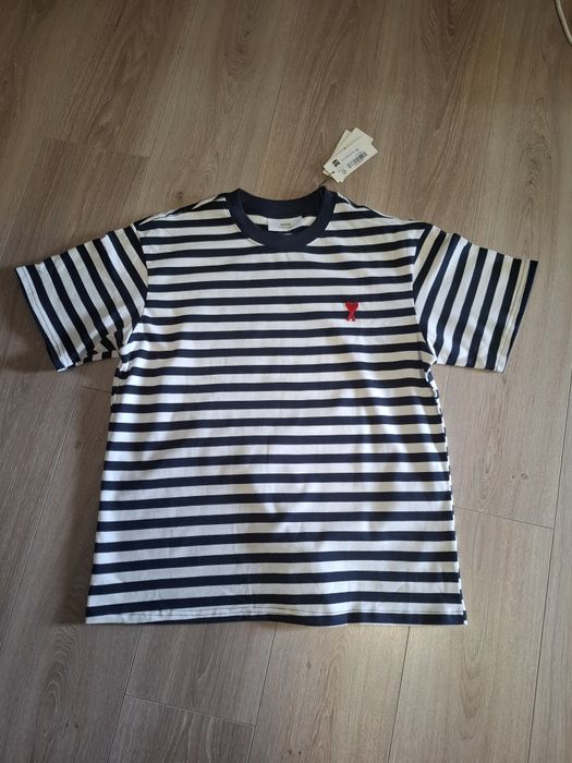 Tricou Ami cu dungi bleumarin
