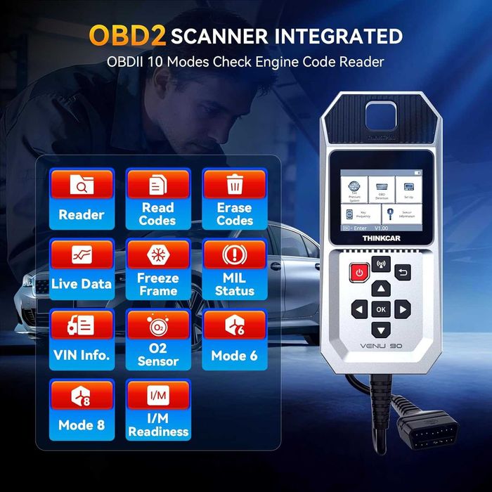 Диагностичен инструмент THINKTPMS VENU90 TPMS OBD2, активиране/четене