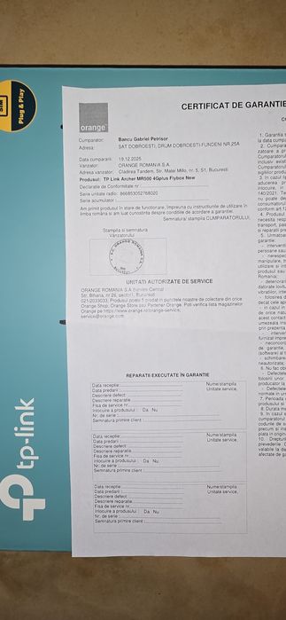 Tp link AC 1200 MR 500 sigilat urgent okazie