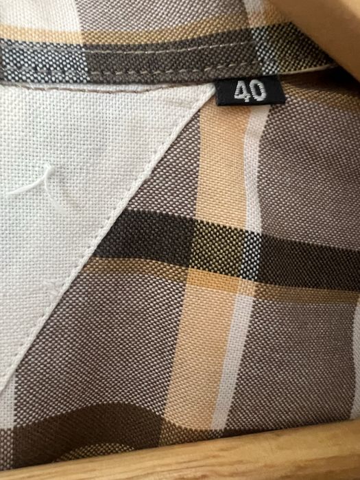 Camasa in carouri de nuante maro, eleganta si comoda, din bumbac, marimea 40