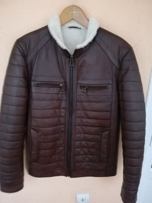 Geaca piele bărbati Azzaro L cu blana