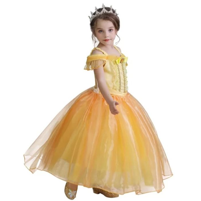 Ефирна рокля- костюм на принцеса Бел + Подарък коронка!