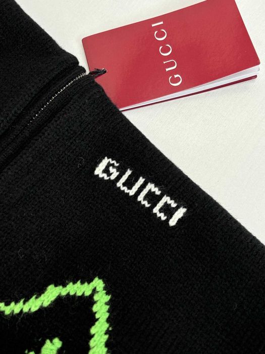 Gucci Ski-tematyczny krajobraz górski Intarsia wełna dzianina Zip