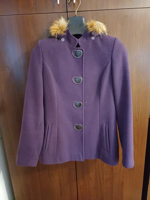 palton stofa mov, cu blanita, 40