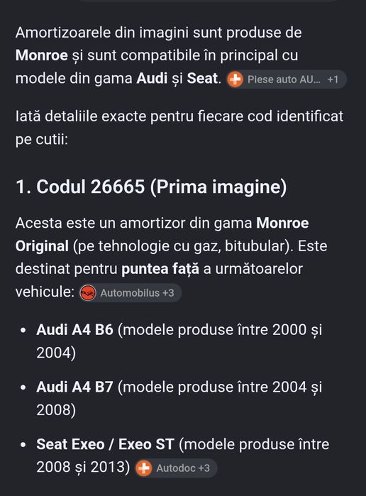 Vand Amortizoare noi pentru   Audi  si Seat