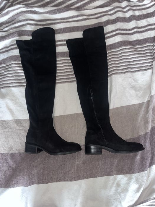 Зимни черни велурени ботуши