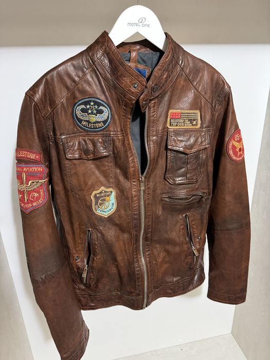 Geacă piele naturală Milestone stil Top Gun pilot, mărimea M