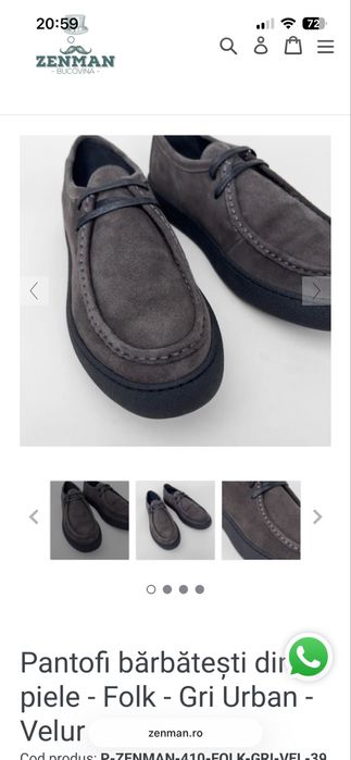 Pantofi piele intoarsa Zenman